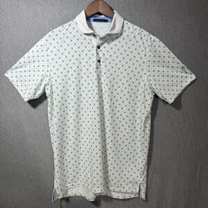 Greyson Polo Shirt Mens M All Over Print Golf Logo Stretch Embroidered